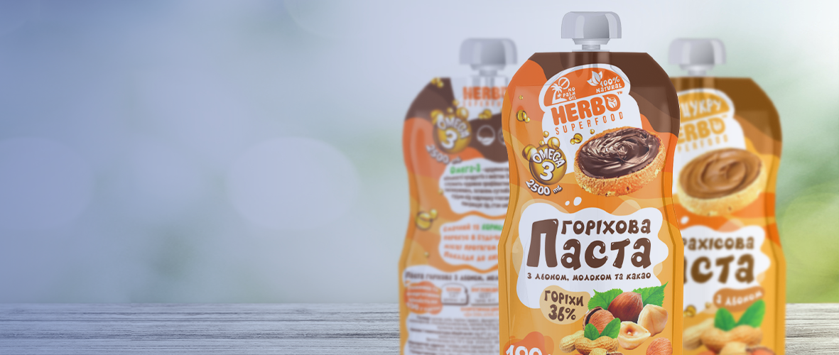 Упаковка ореховой пасты Herbo